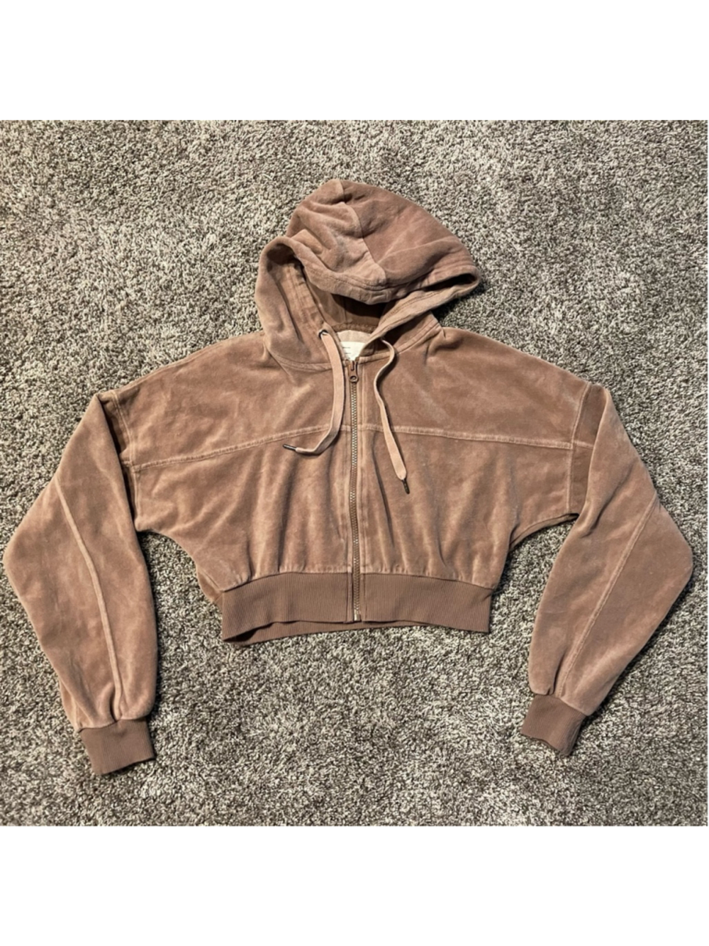 RSQ Women's Velour Zip Up Cropped Hoodie, Size XS, VGUC